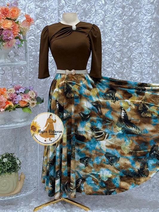 Rosalie Brown Butterfly Dress