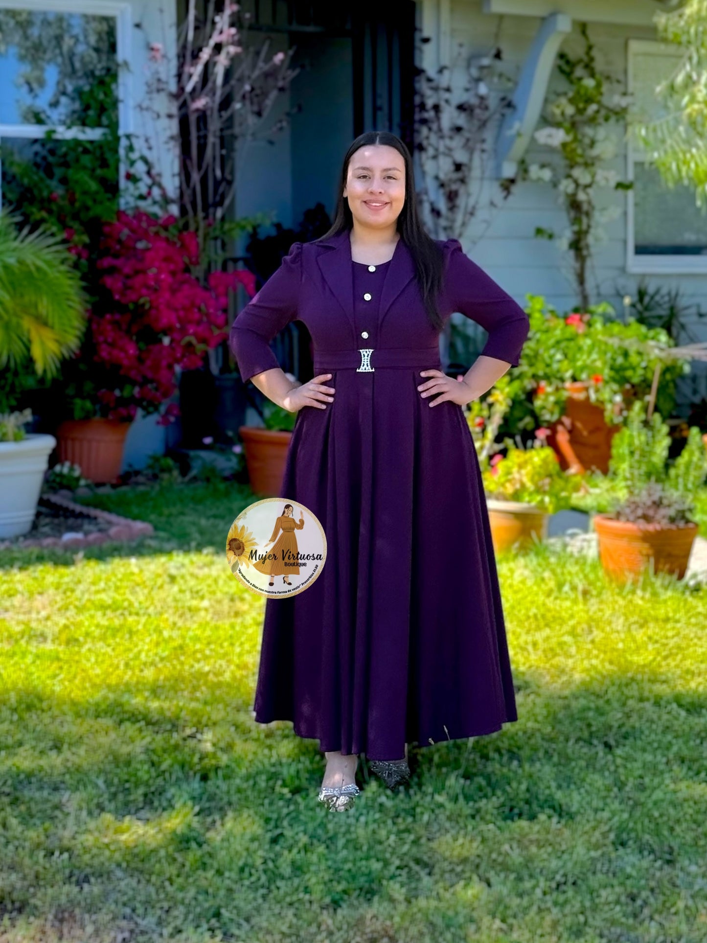 Mariana Uva Pleats Dress