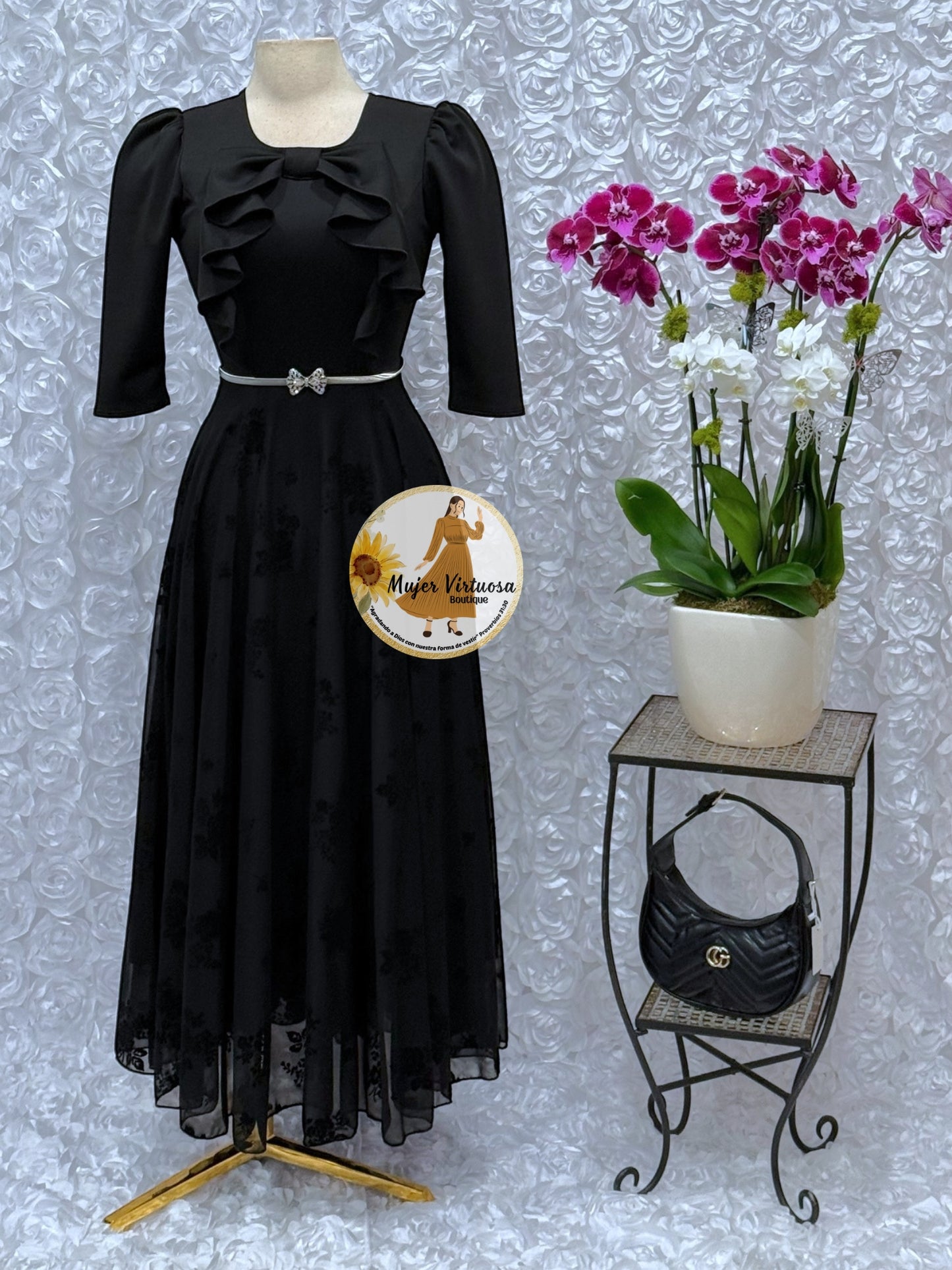 Alexa All Black Mesh Dress