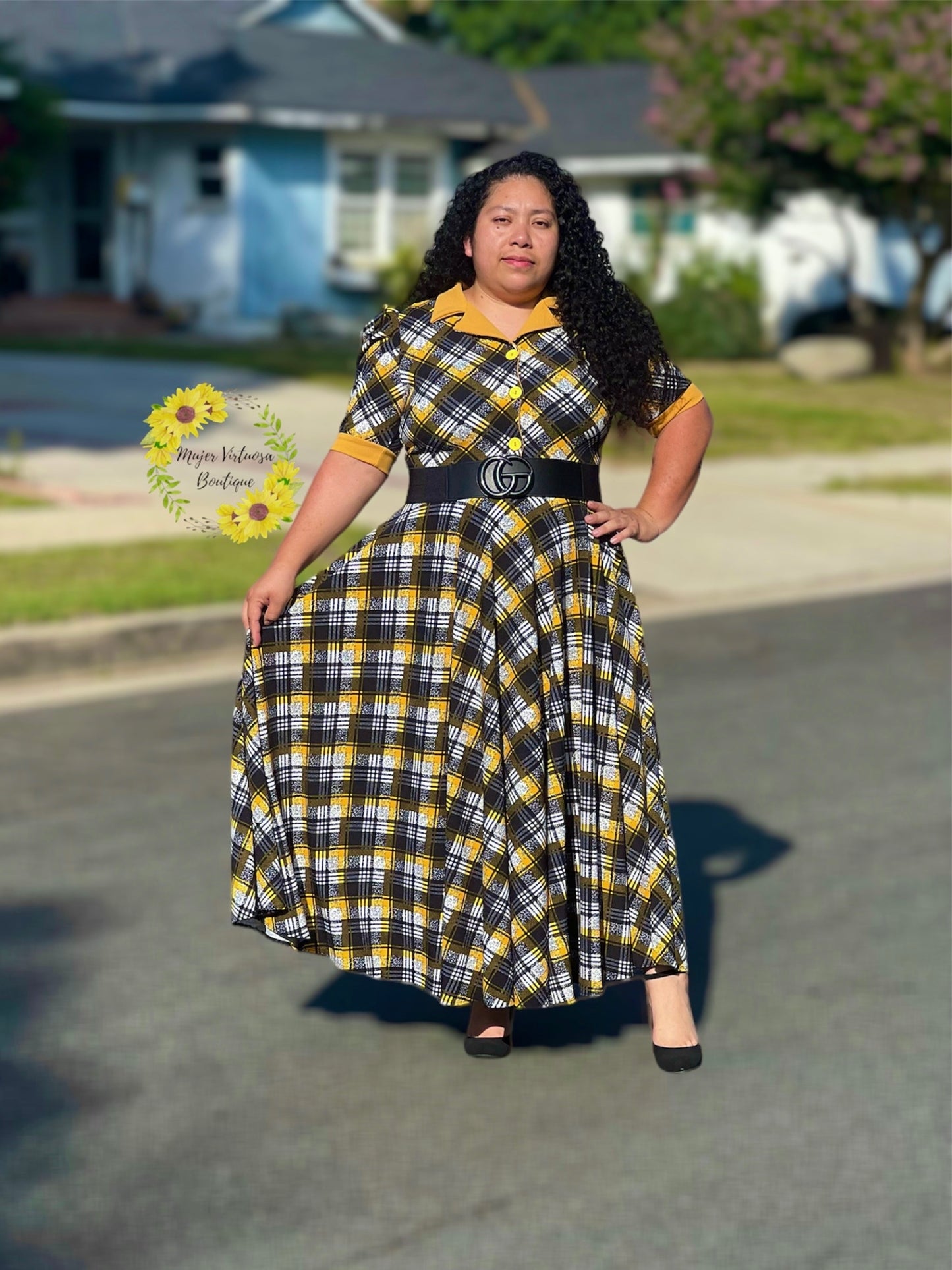 Rachel Mustard & Black Maxi Dress