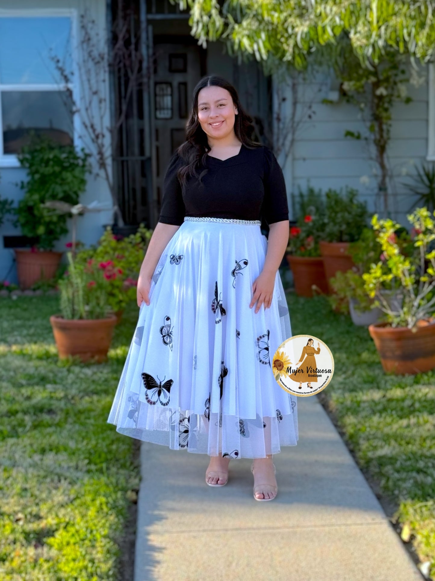 Black & White Butterfly Mesh Dress