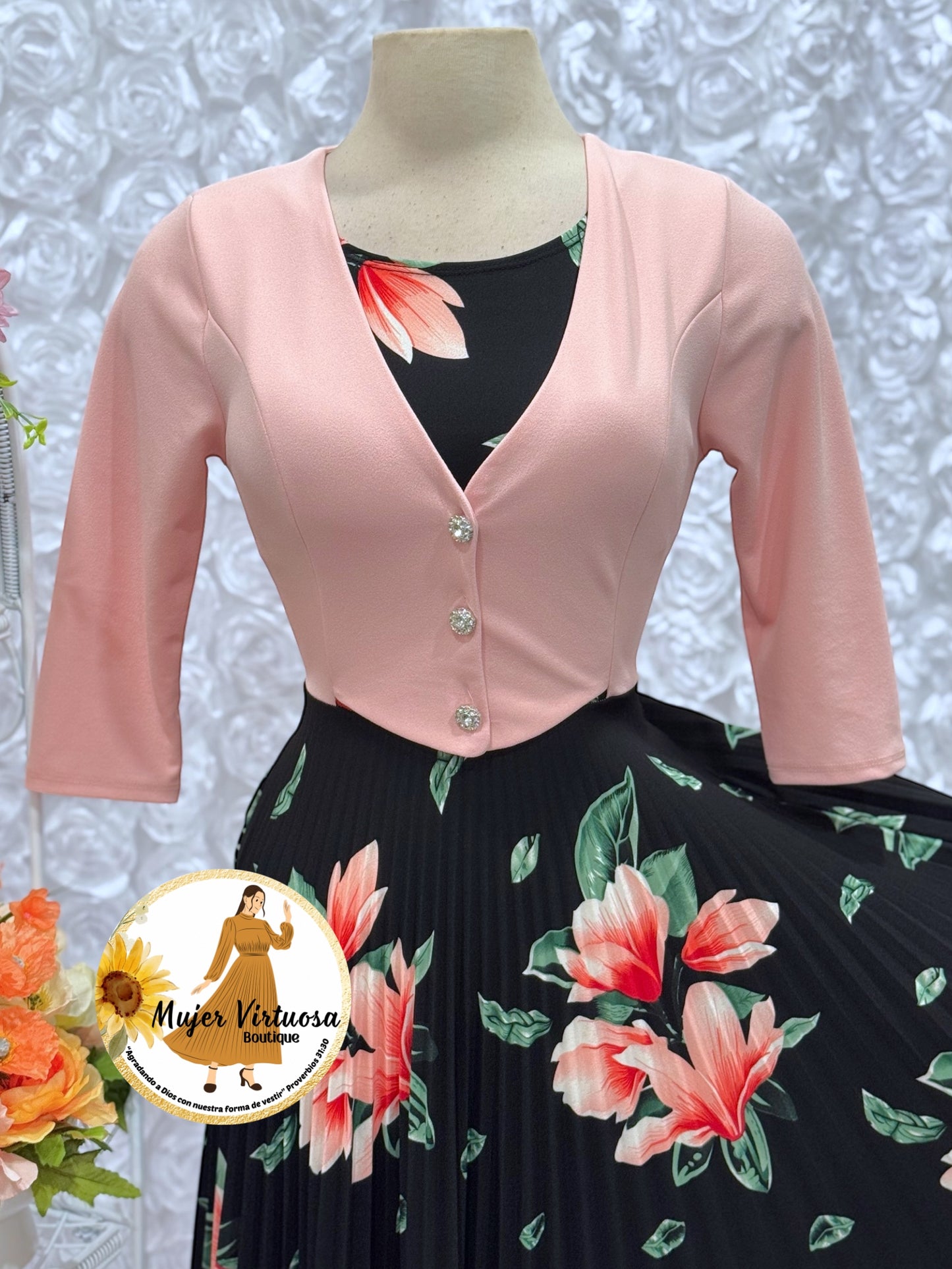 Maggie Baby Pink/Black Blazer Dress