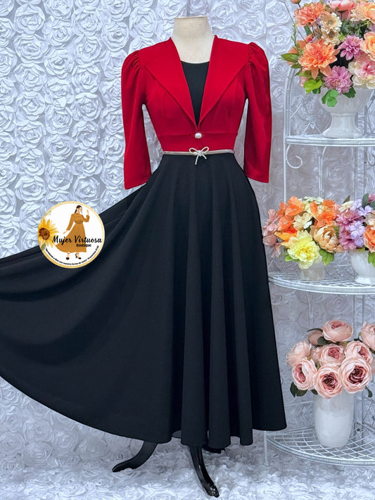Astrid Red & Black Blazer Dress