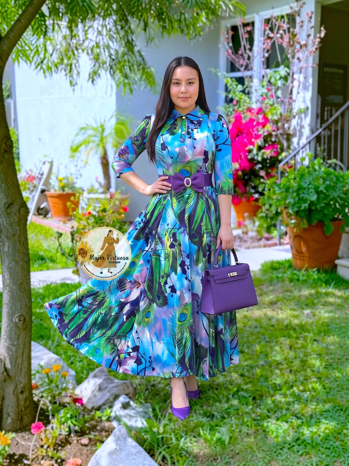 Minerva Aqua & Purple Dress