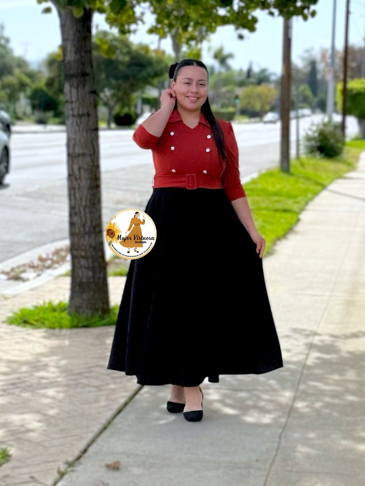 Frida Terracota & Black Dress