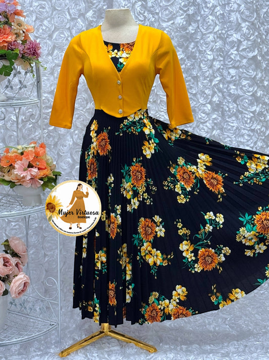 Maggie Mustard/Black Blazer Dress