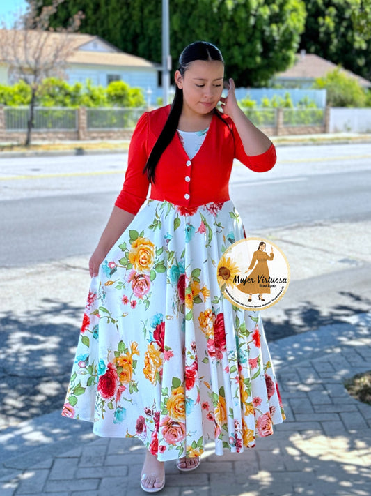 Betsy Orange/White Floral Dress