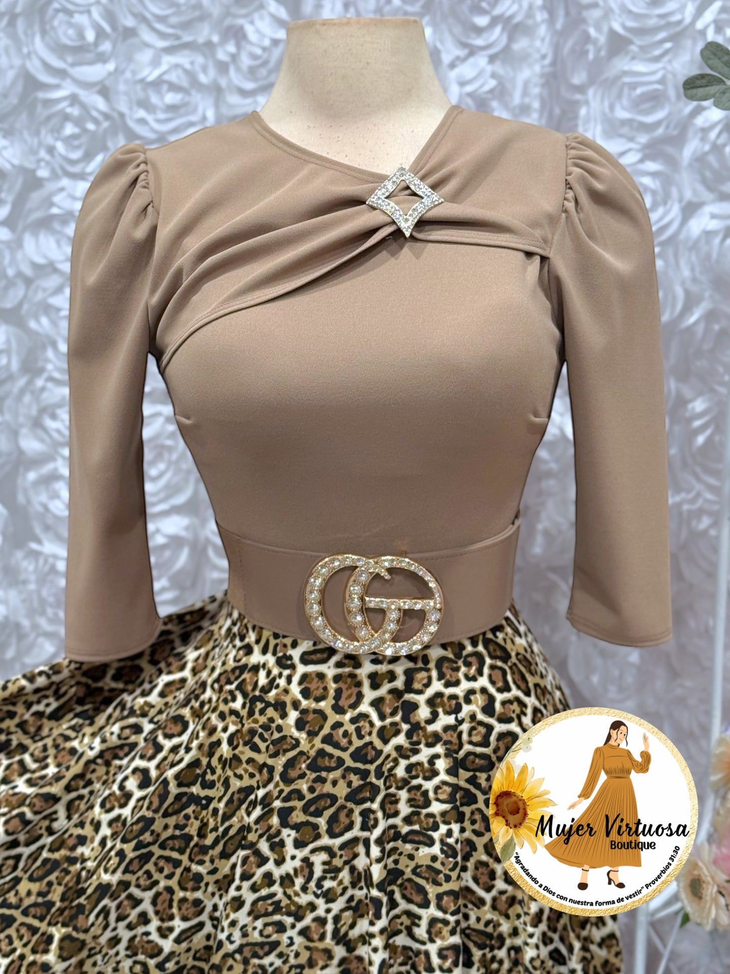 Rosalie Mocha Animal Print Dress