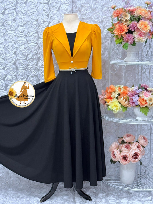 Astrid Mustard & Black Blazer Dress