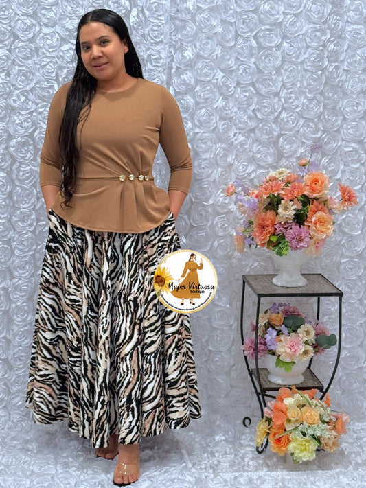 Betty Caramel/Animal Print Dress