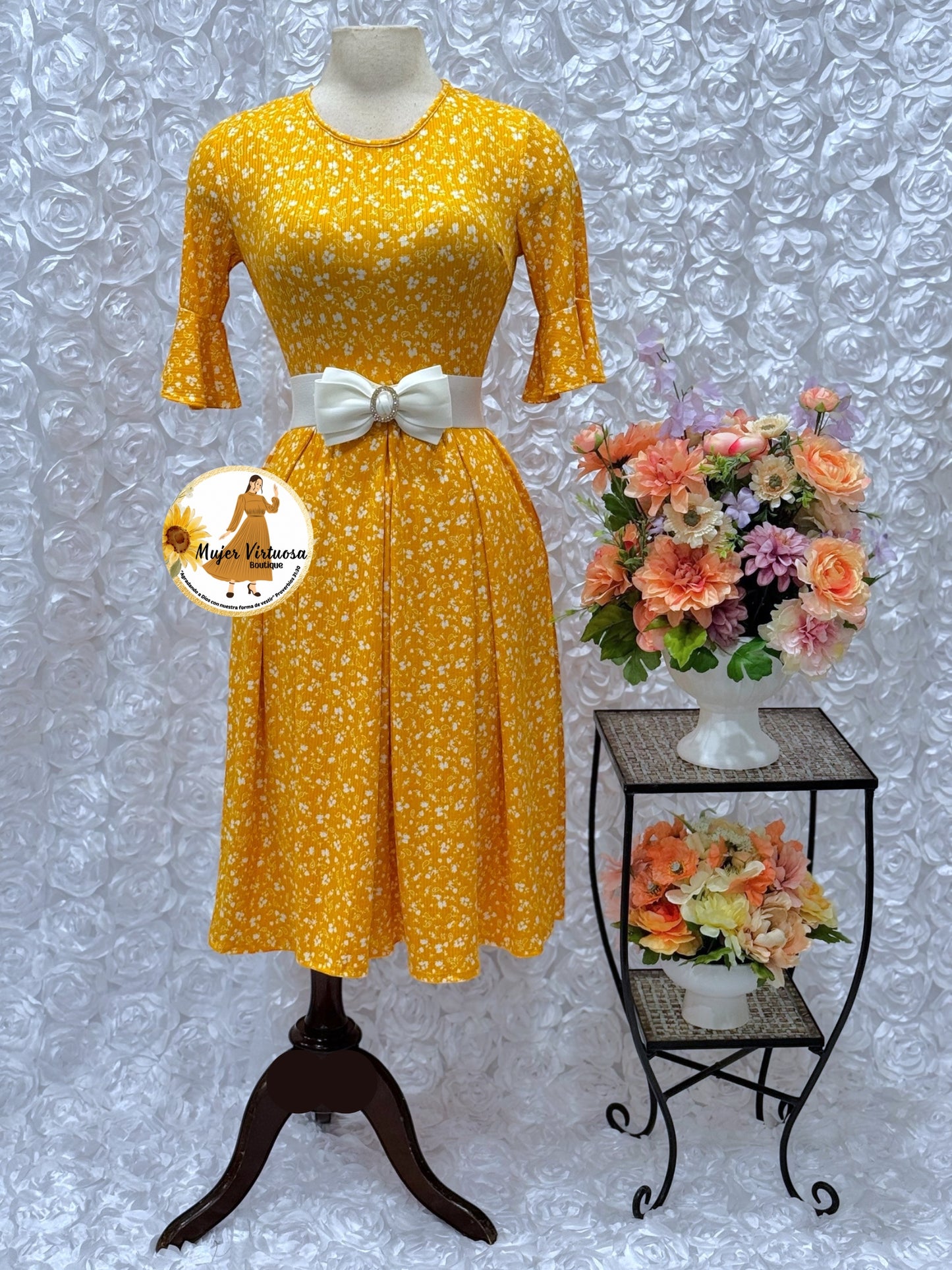 Spring is here Mustard Floral Dress