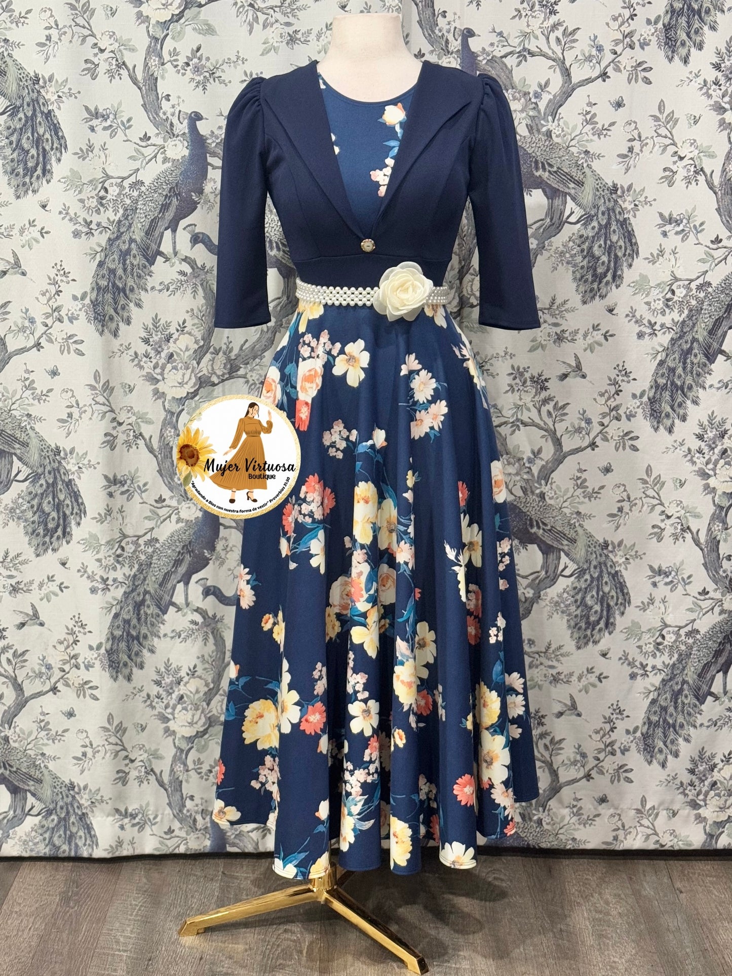 Astrid Navy Blazer Floral Dress