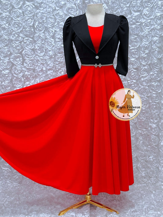 Astrid Black/Red Blazer Dress