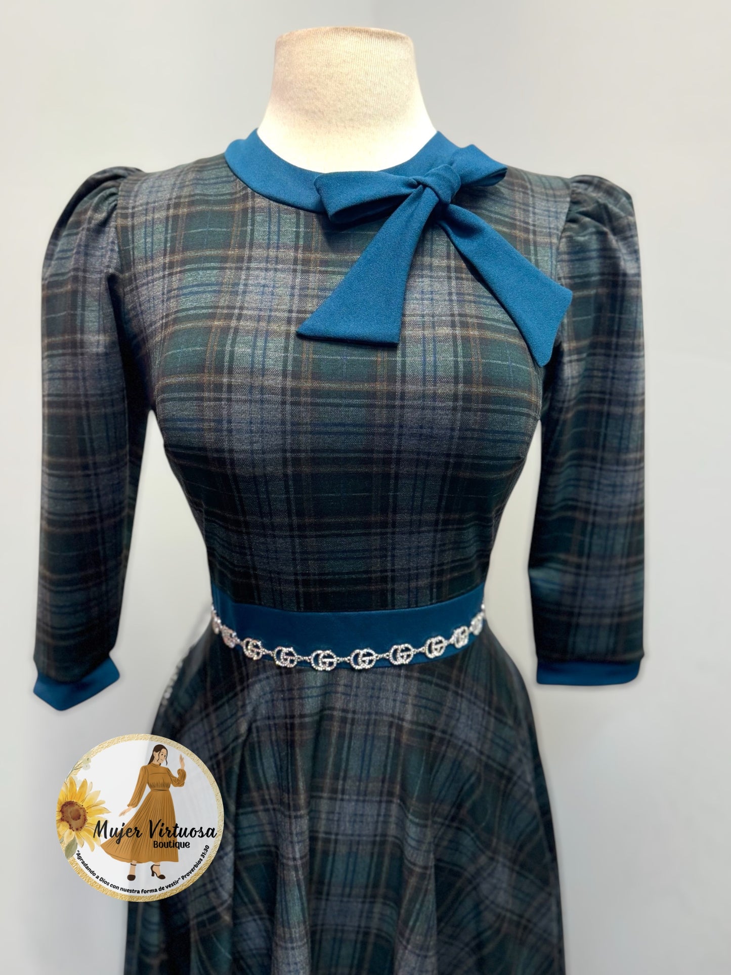 Juliette Teal & Gray Plaid Dress