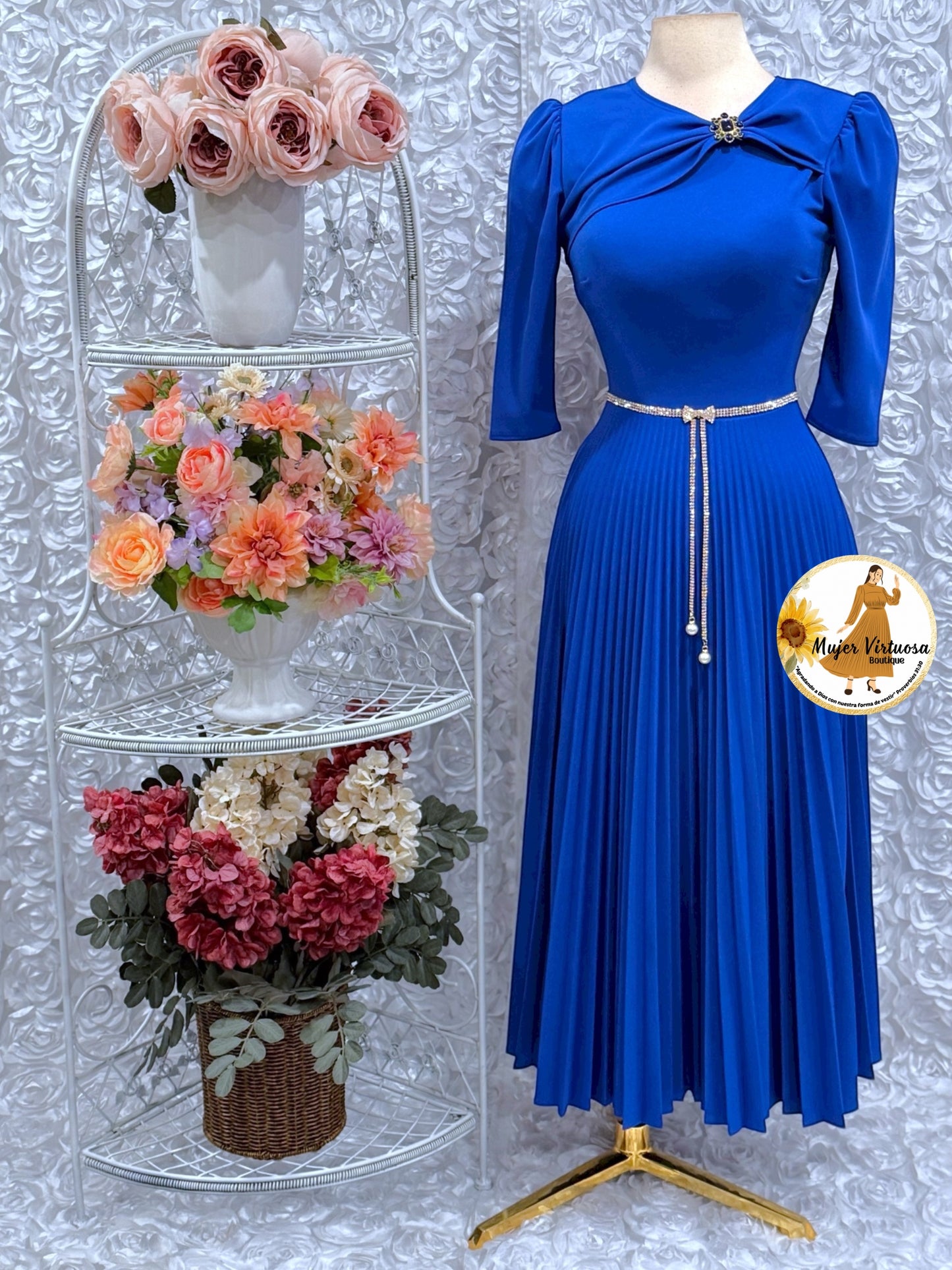 Rosalie Royal Blue Pleated Dress