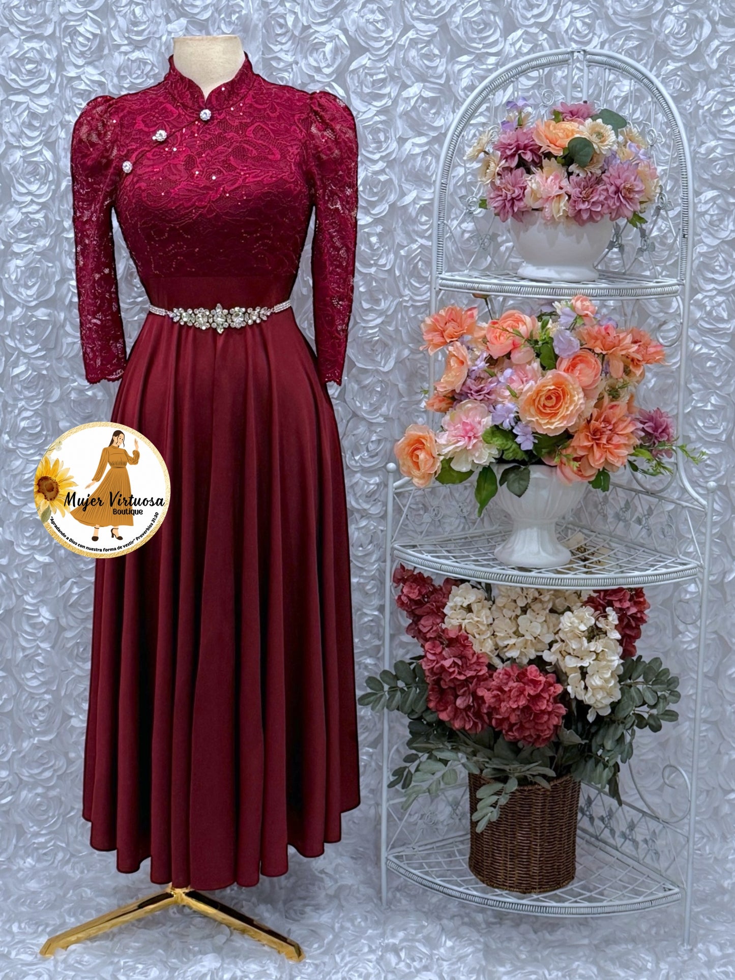 Ivana Wine Lace Dress