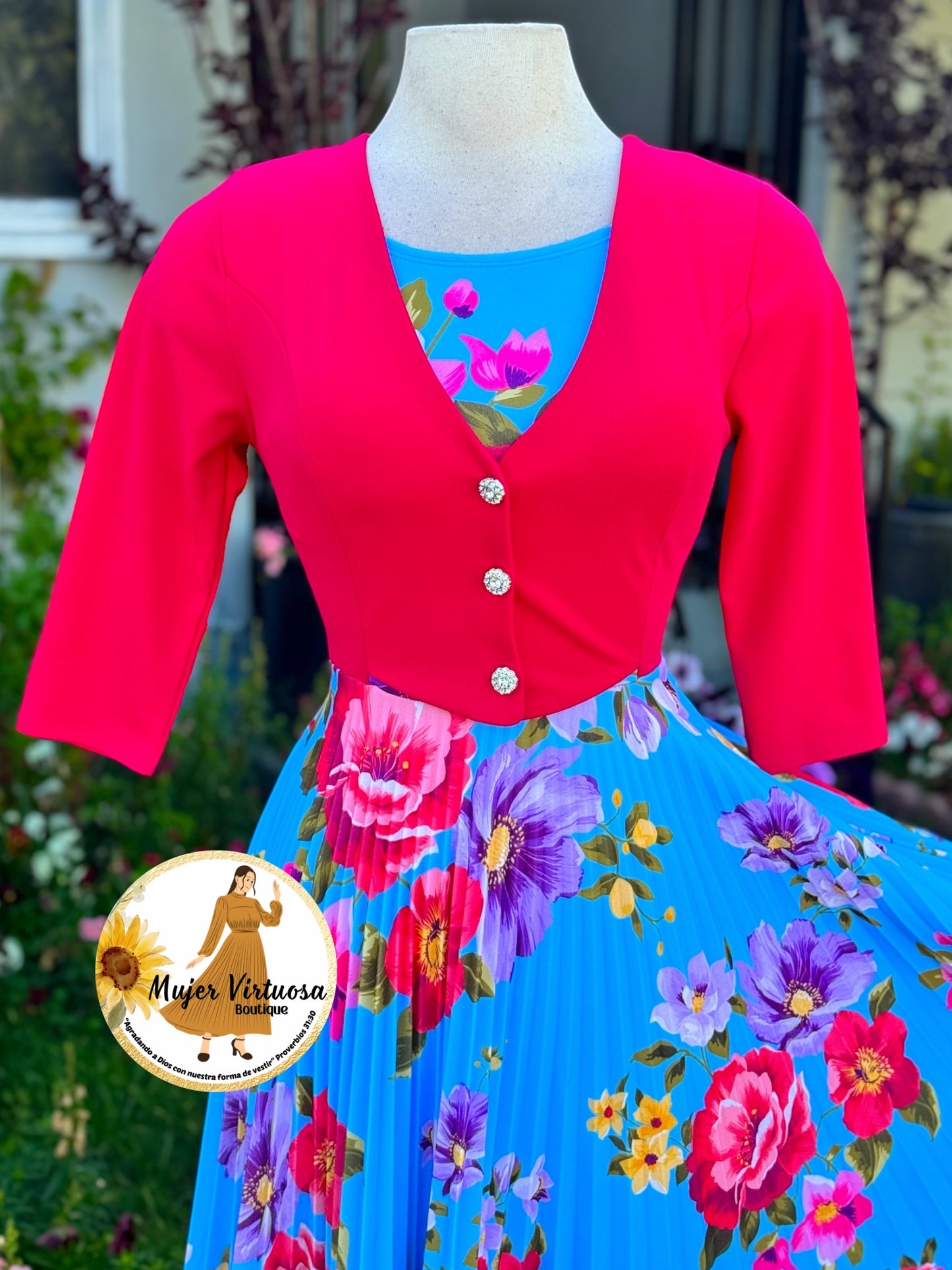 Maggie Red/Aqua Blazer Dress
