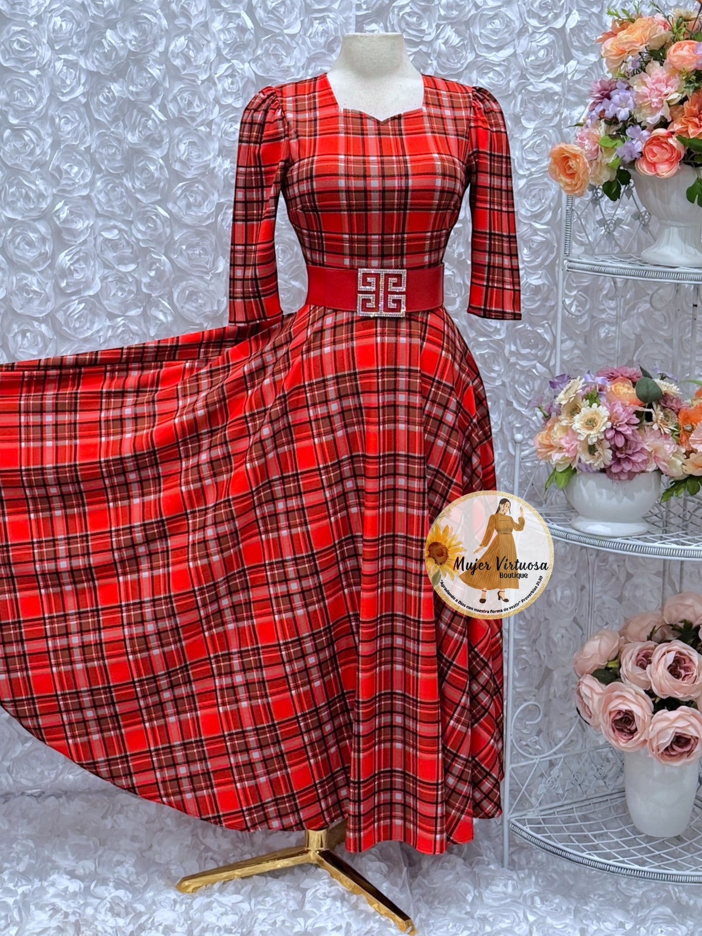 Lucy Red Plaid Dress
