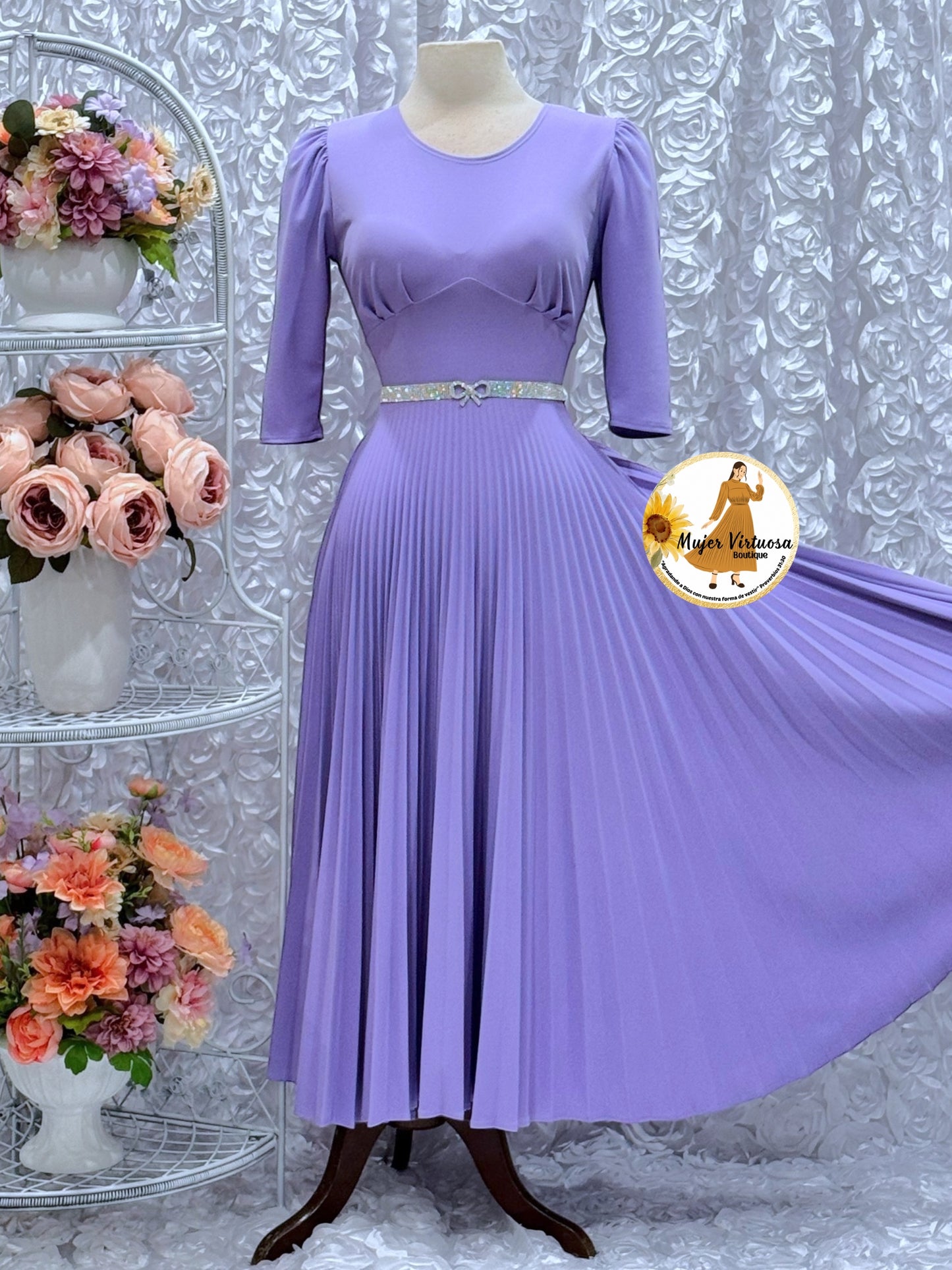 Cristel Lilac Pleated Dress