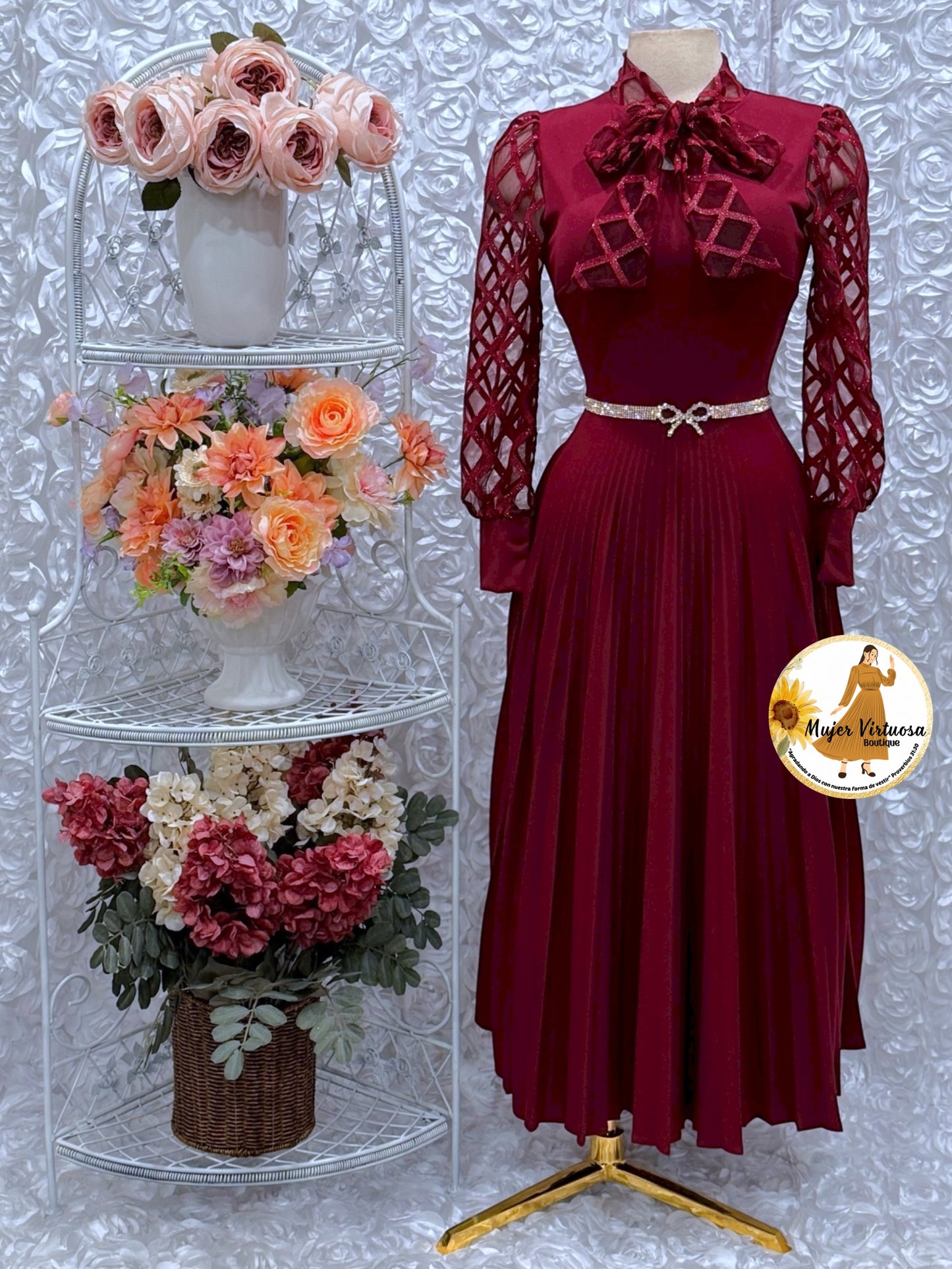 Brenda Burgundy Dress