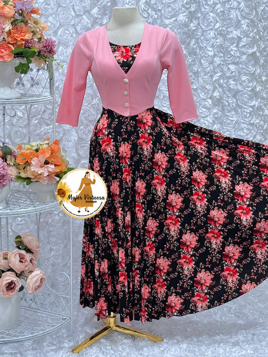 Maggie Pink/Black Blazer Dress
