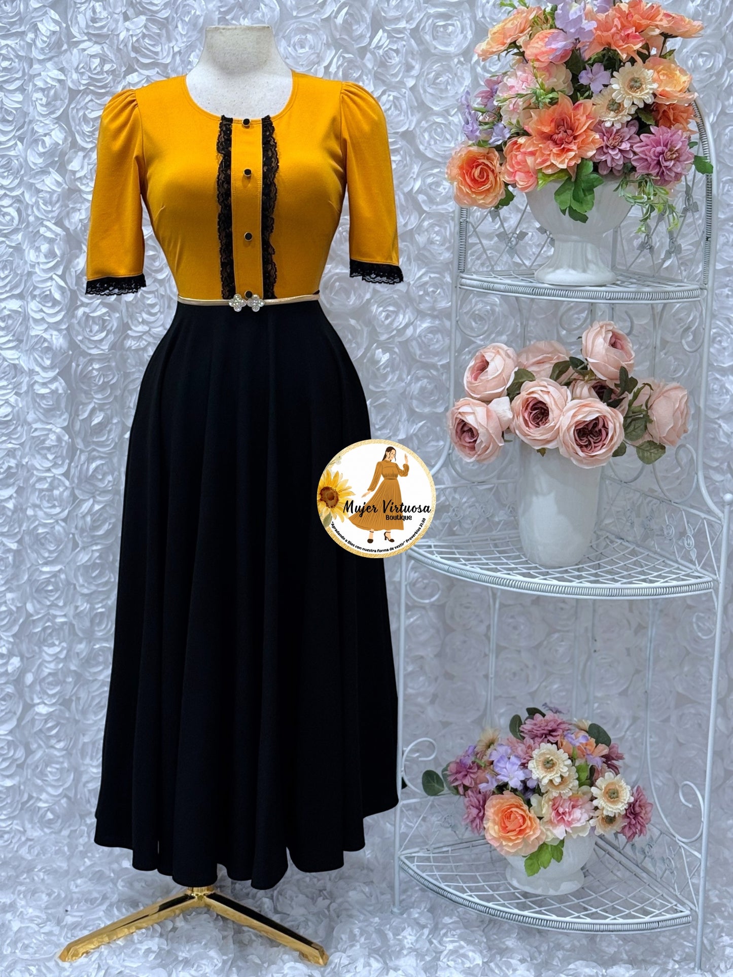 Eleanore Mustard/Black Dress