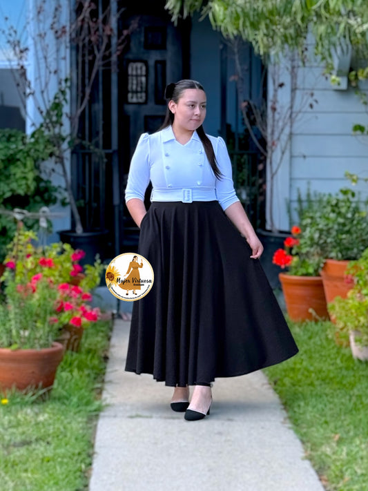 Frida White & Black Dress