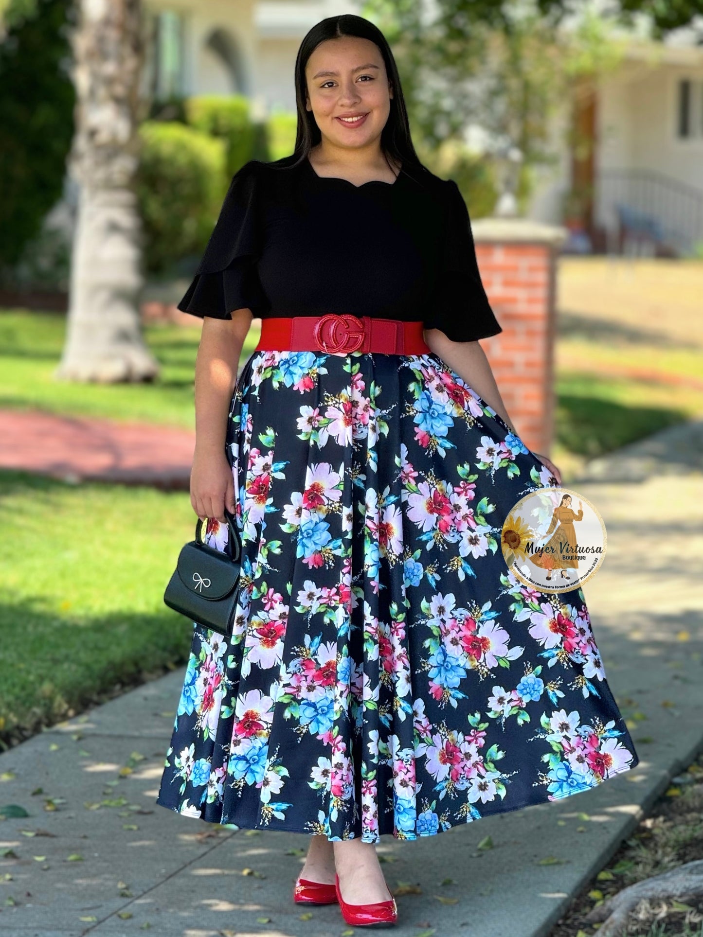 Olivia All Black Floral Dress