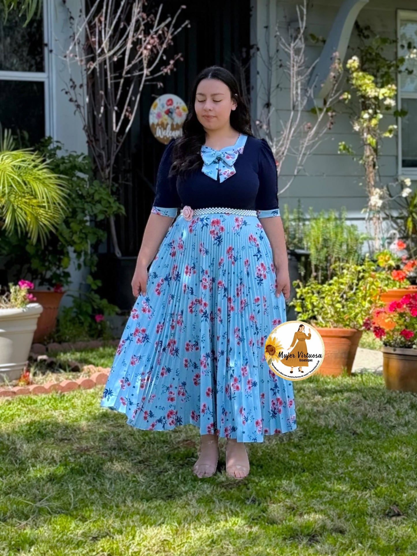 Madelyn Navy & Sky Blue Dress