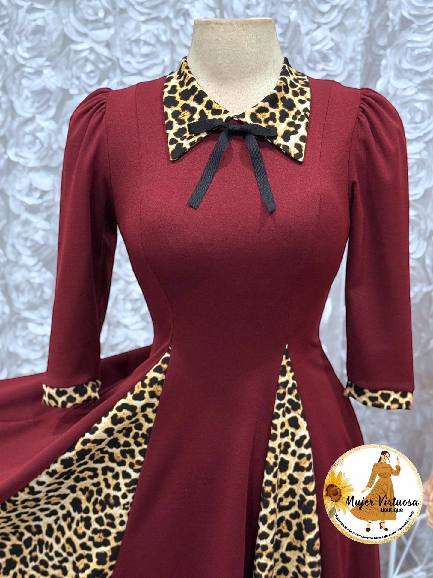 Victoria Burgundy Animal Print Dress