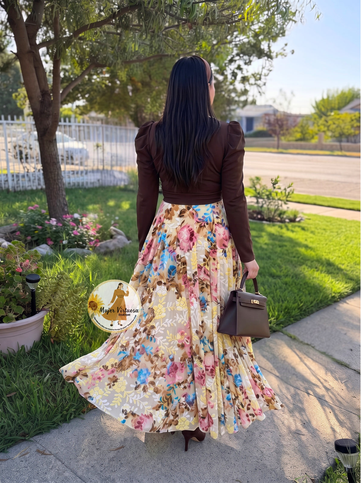 Larissa Brown & Velvet Floral Dress