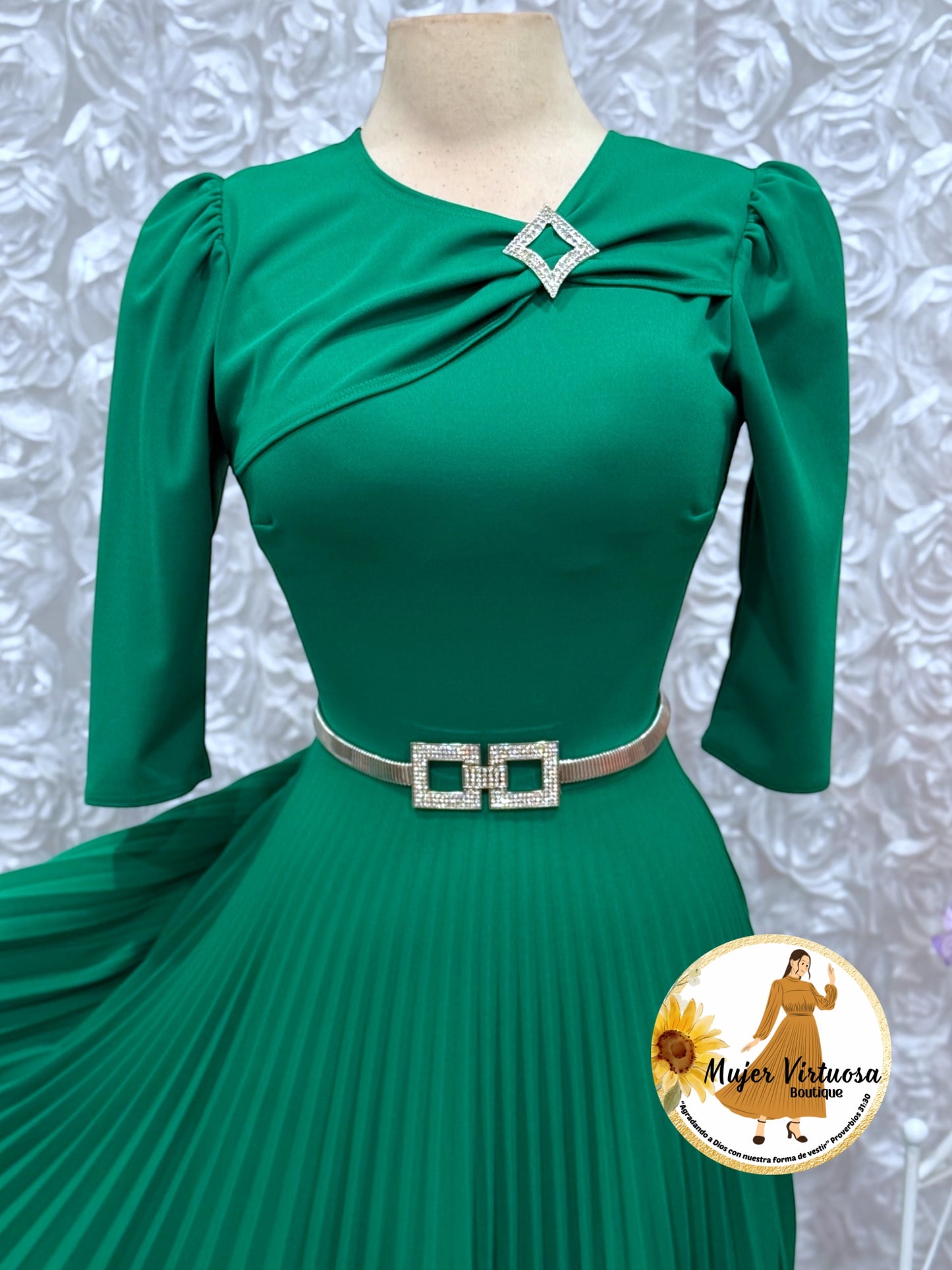 Rosalie Kelly Green Pleated Dress