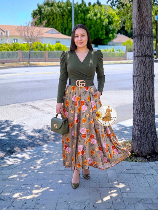 Larissa Olive Green Velvet Dress