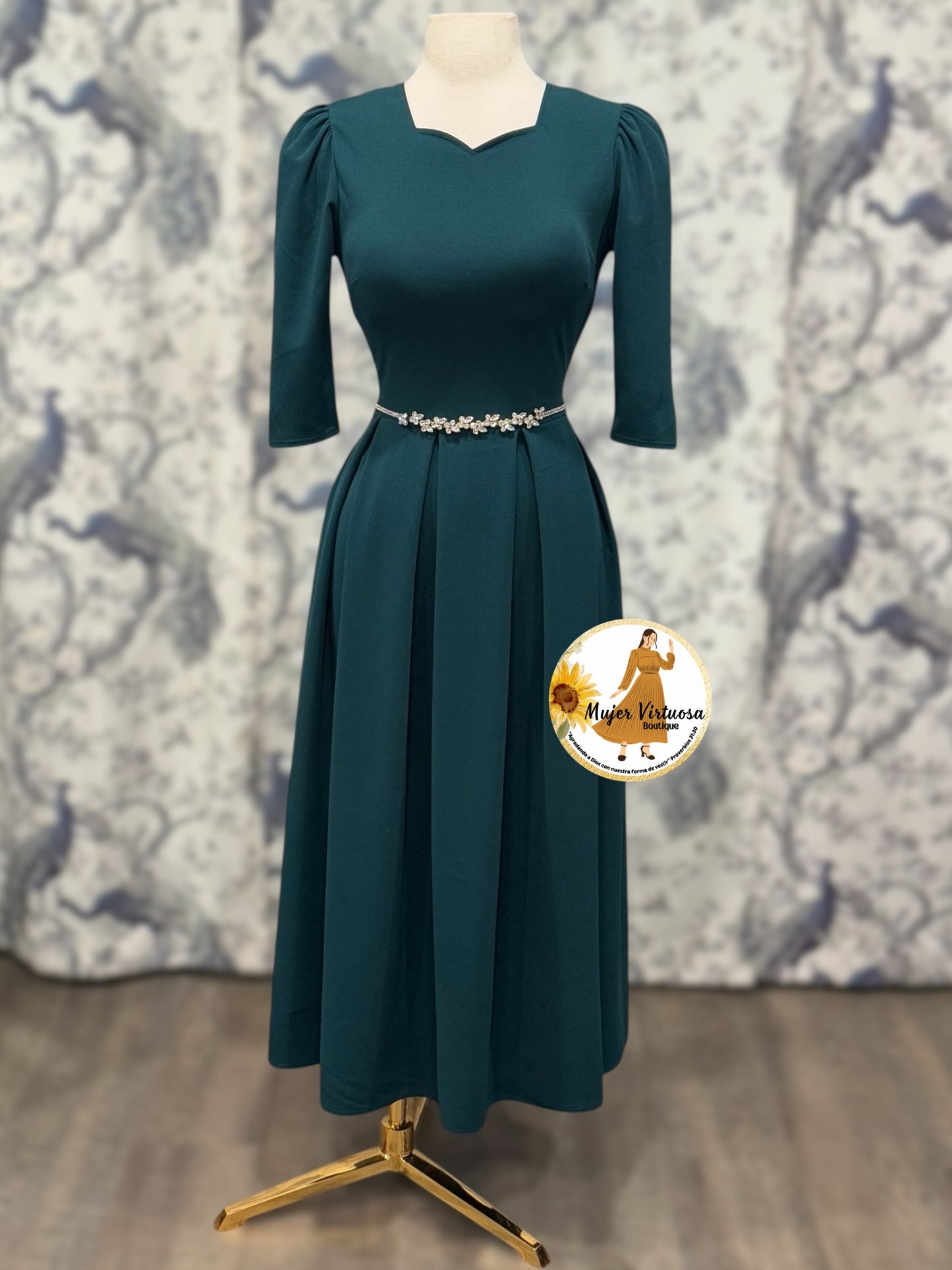 Jasmine Hunter Green Dress con Paletones