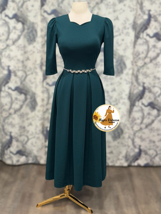 Jasmine Hunter Green Dress con Paletones