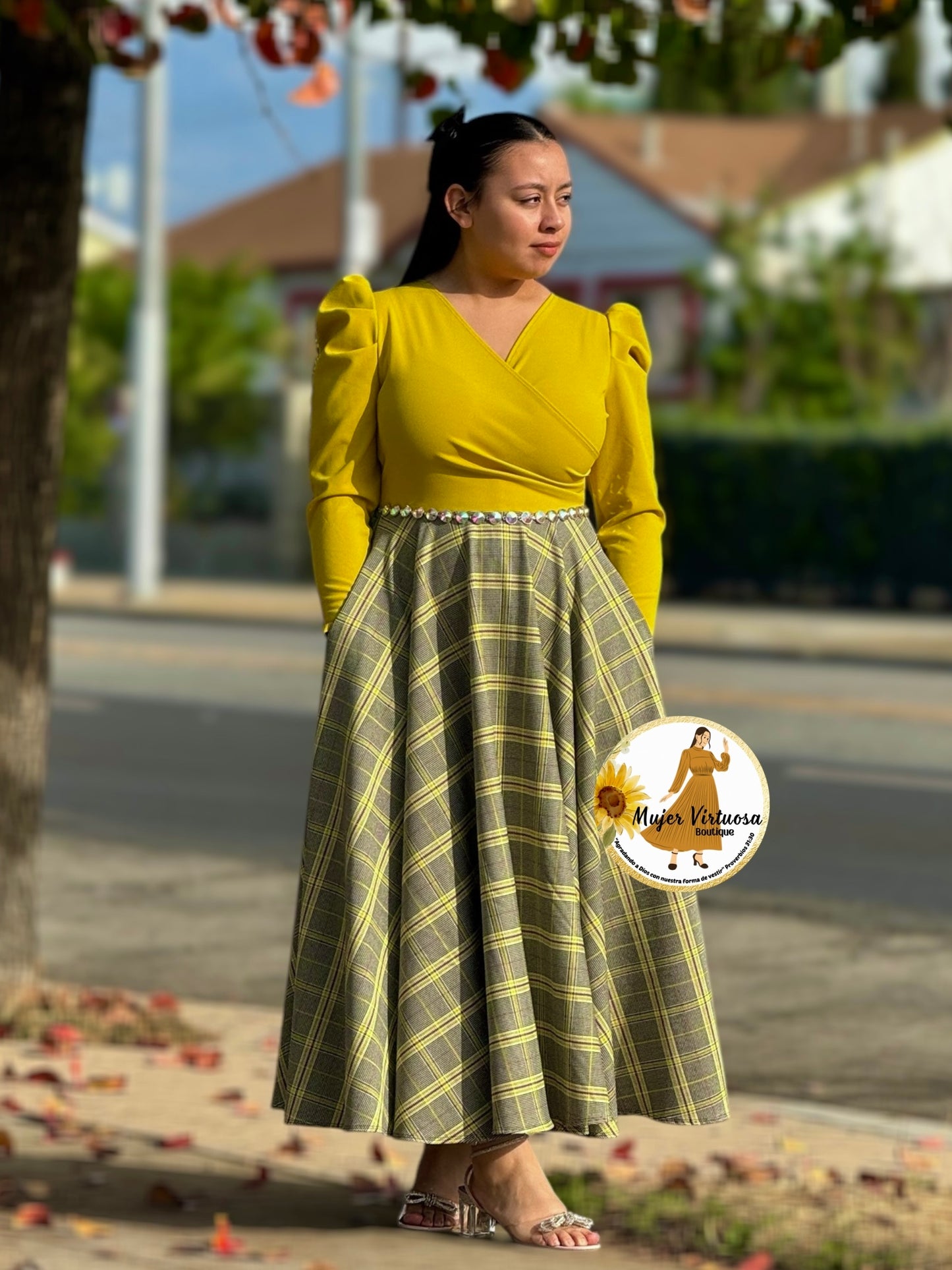 Larissa Lime Yellow Plaid Dress