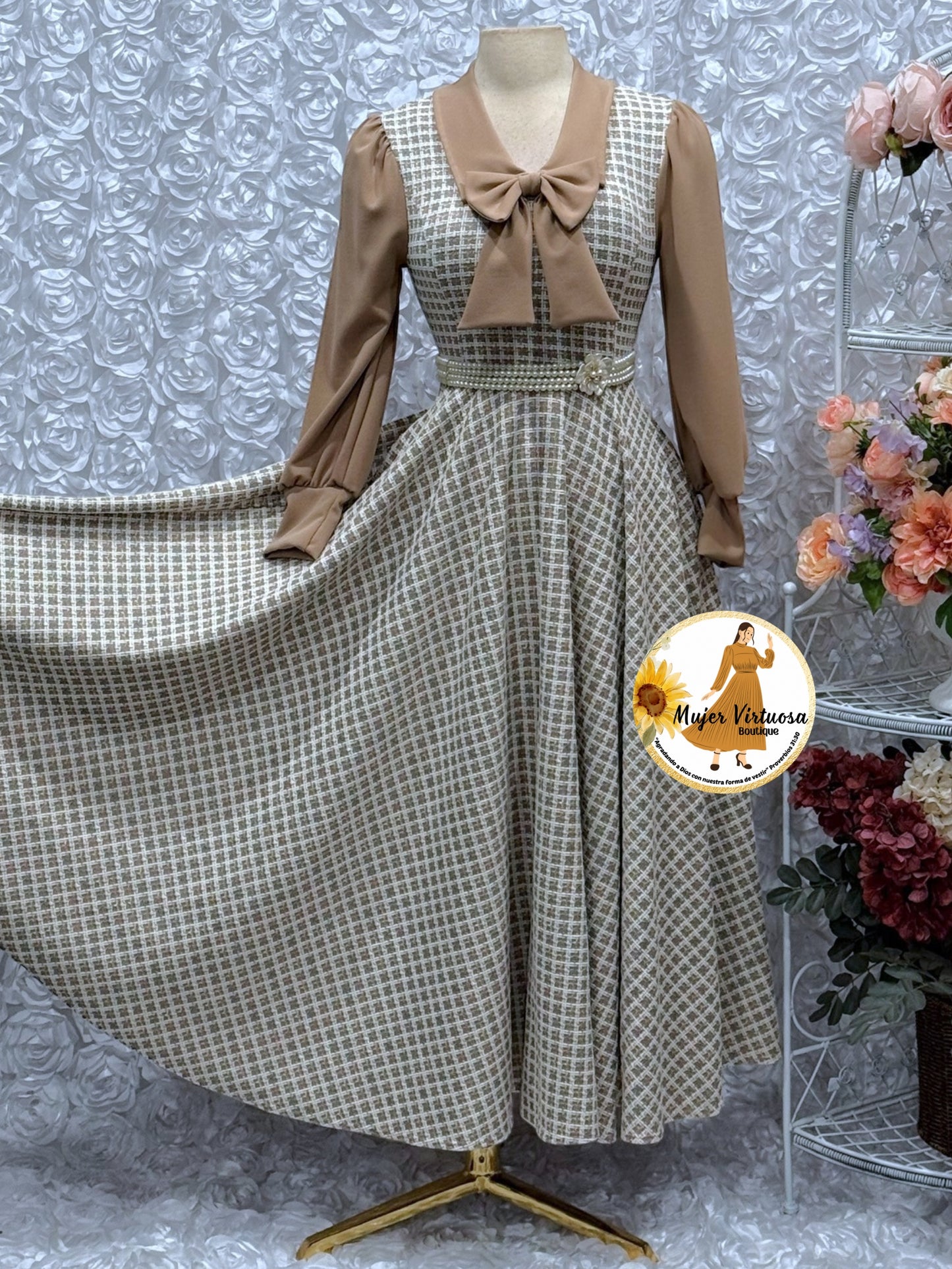 Adara Mocha Tweed Dress