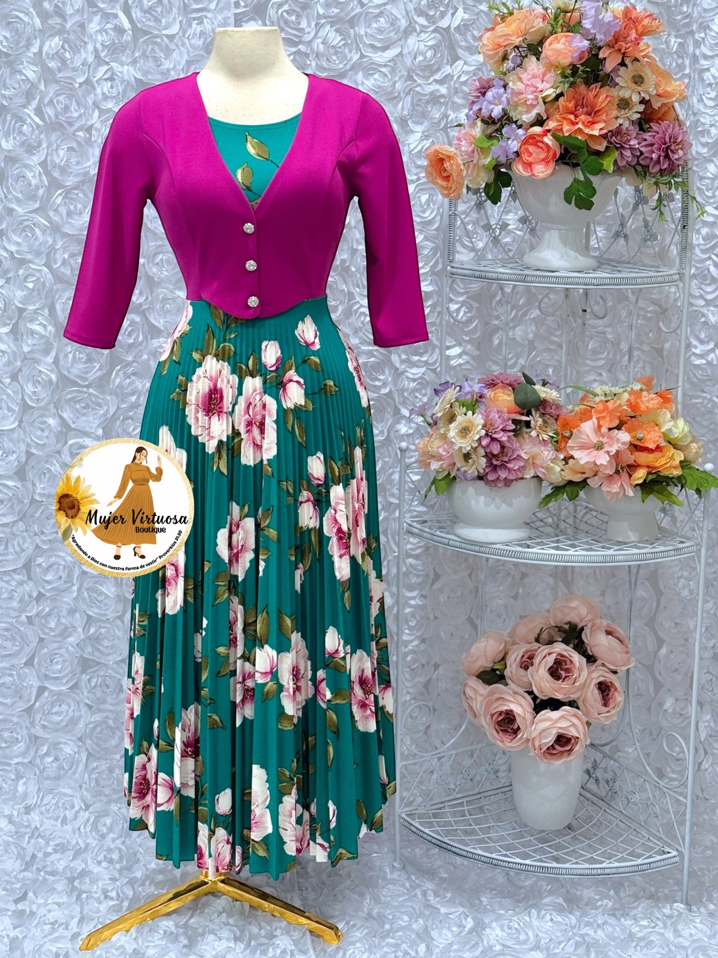 Maggie Magenta/Green Blazer Dress