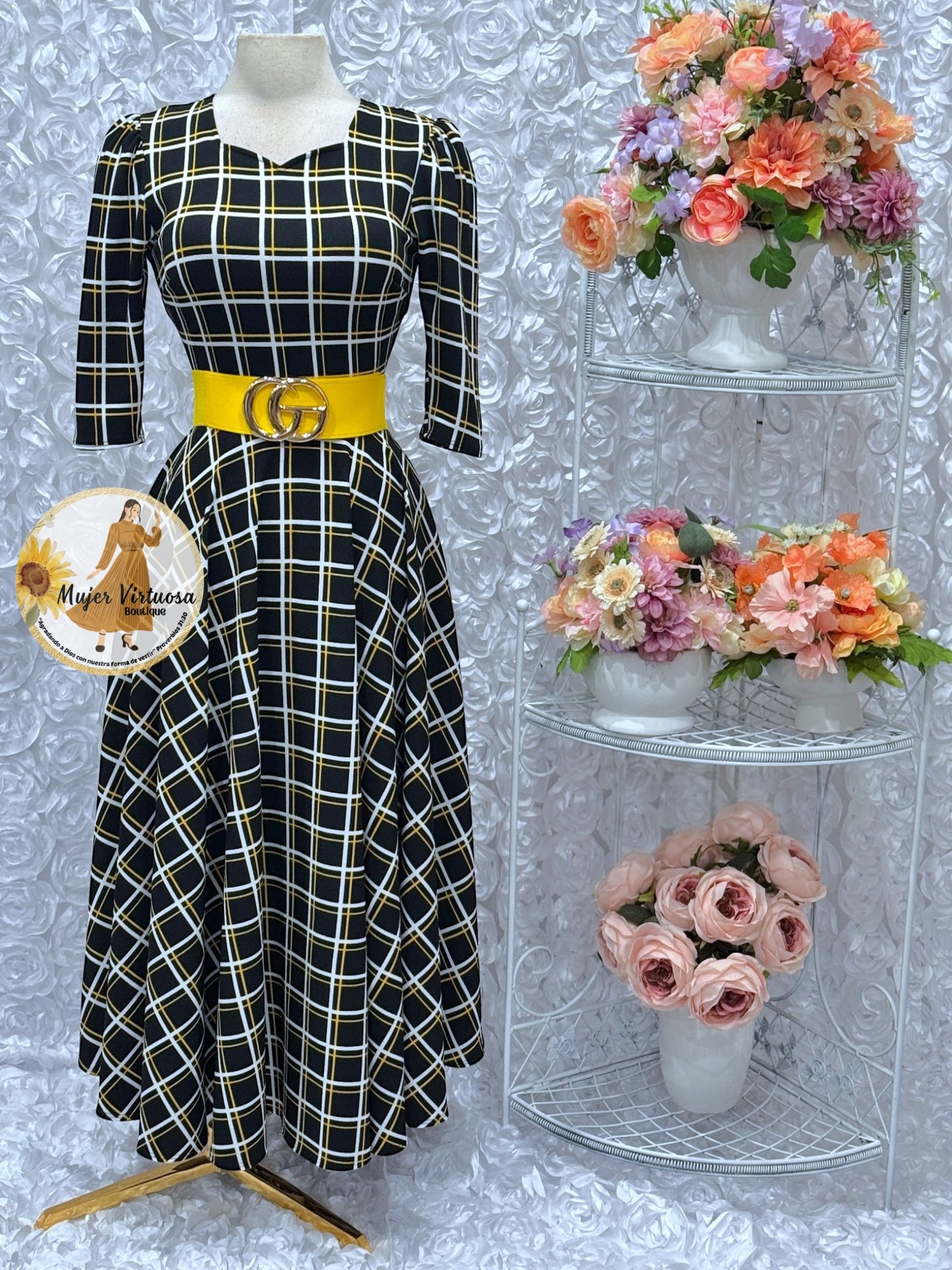 Lucy Black/Yellow Plaid Dress