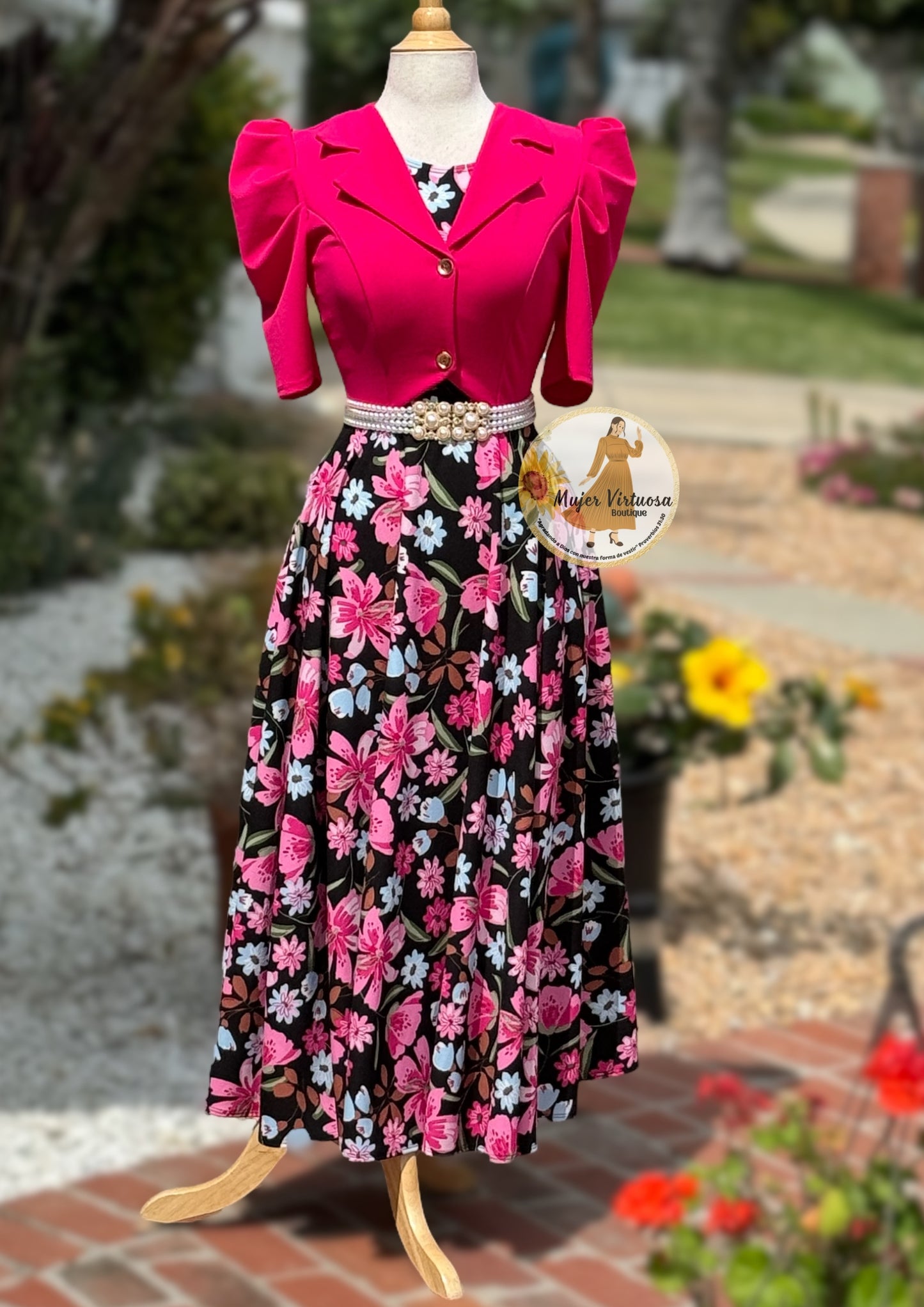 Arlet Fucsia Blazer Floral Dress