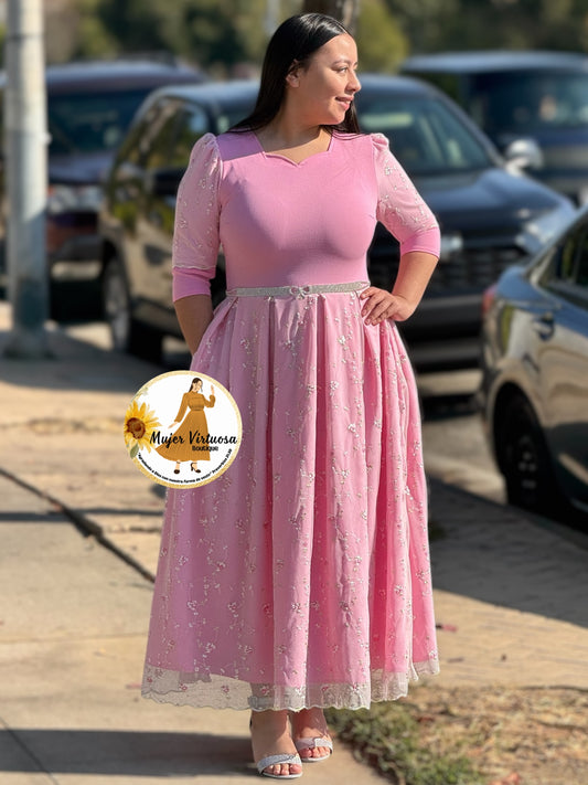 Romina Pink Pleated Dress