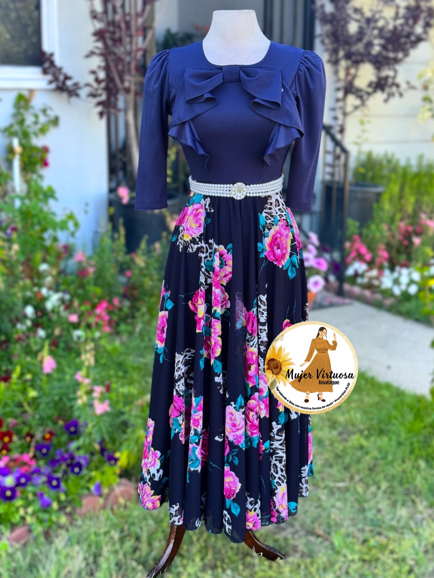 Alexa Navy Blue Coquette Dress
