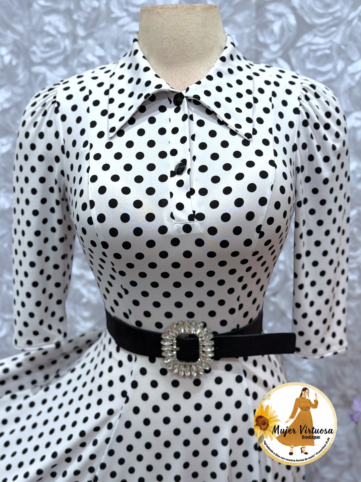 Minerva White Polka Dot Dress