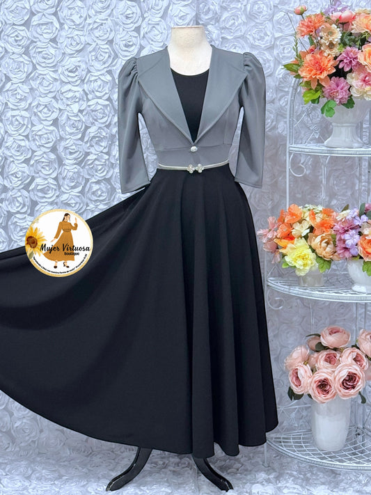 Astrid Grey & Black Blazer Dress