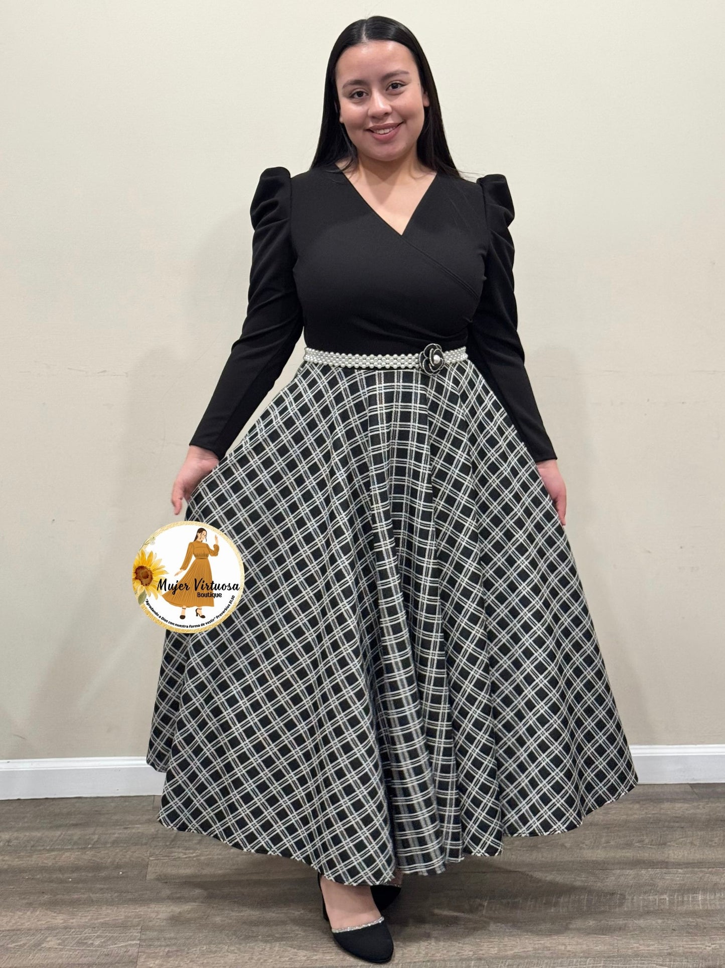 Larissa Black & White Plaid Dress
