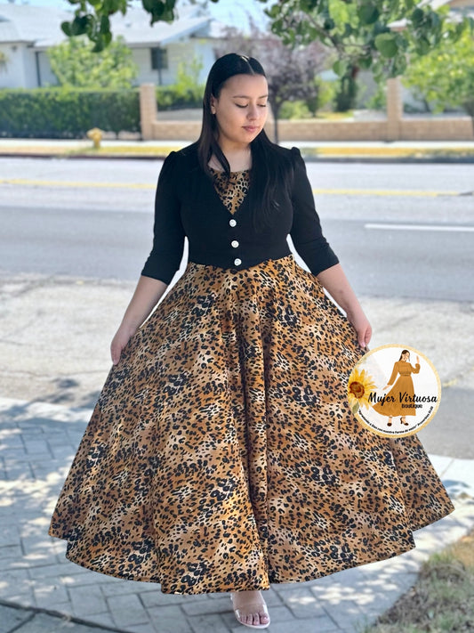 Betsy Black Animal Print Dress