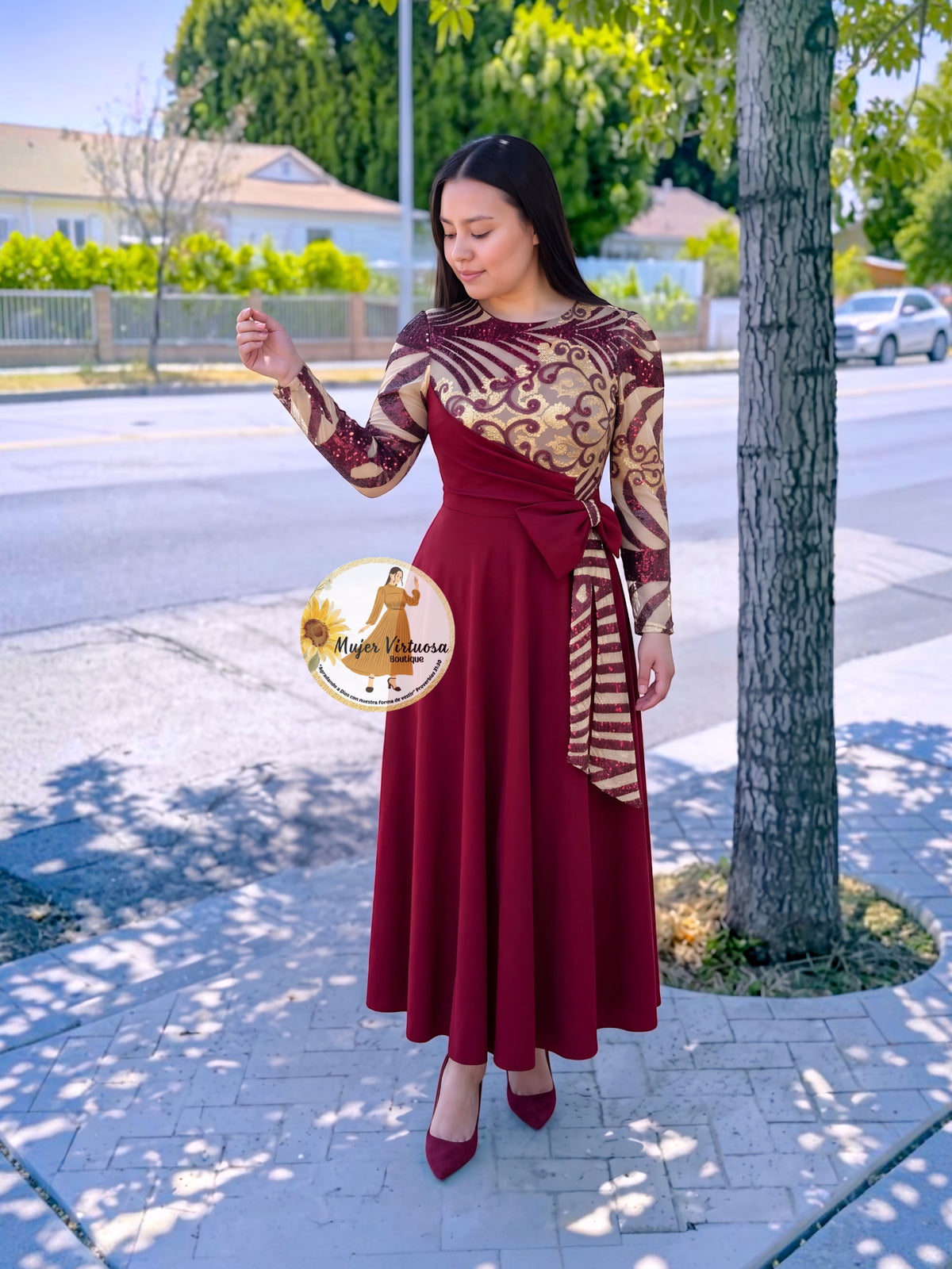 Damaris Burgundy Dress