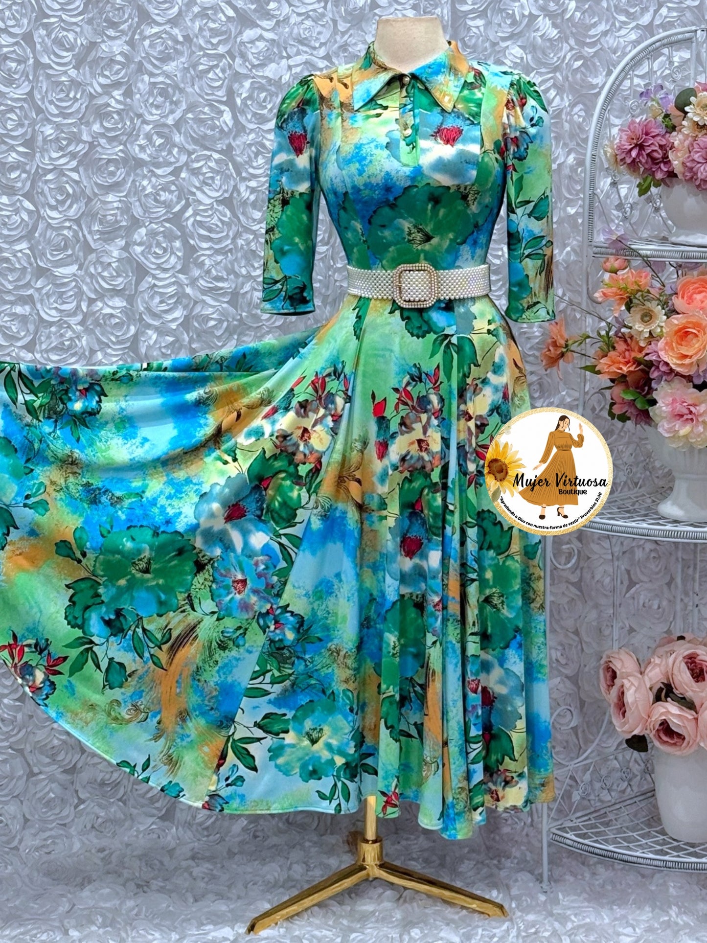 Minerva Green Floral Dress