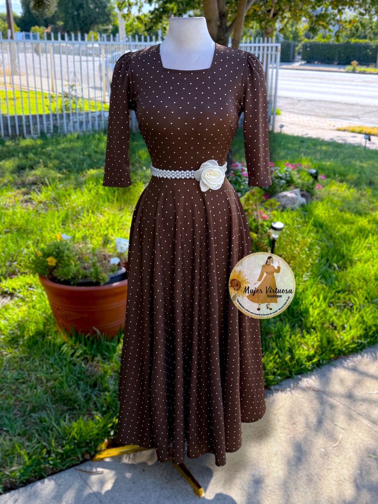 Eunice Brown Polka Dot Dress