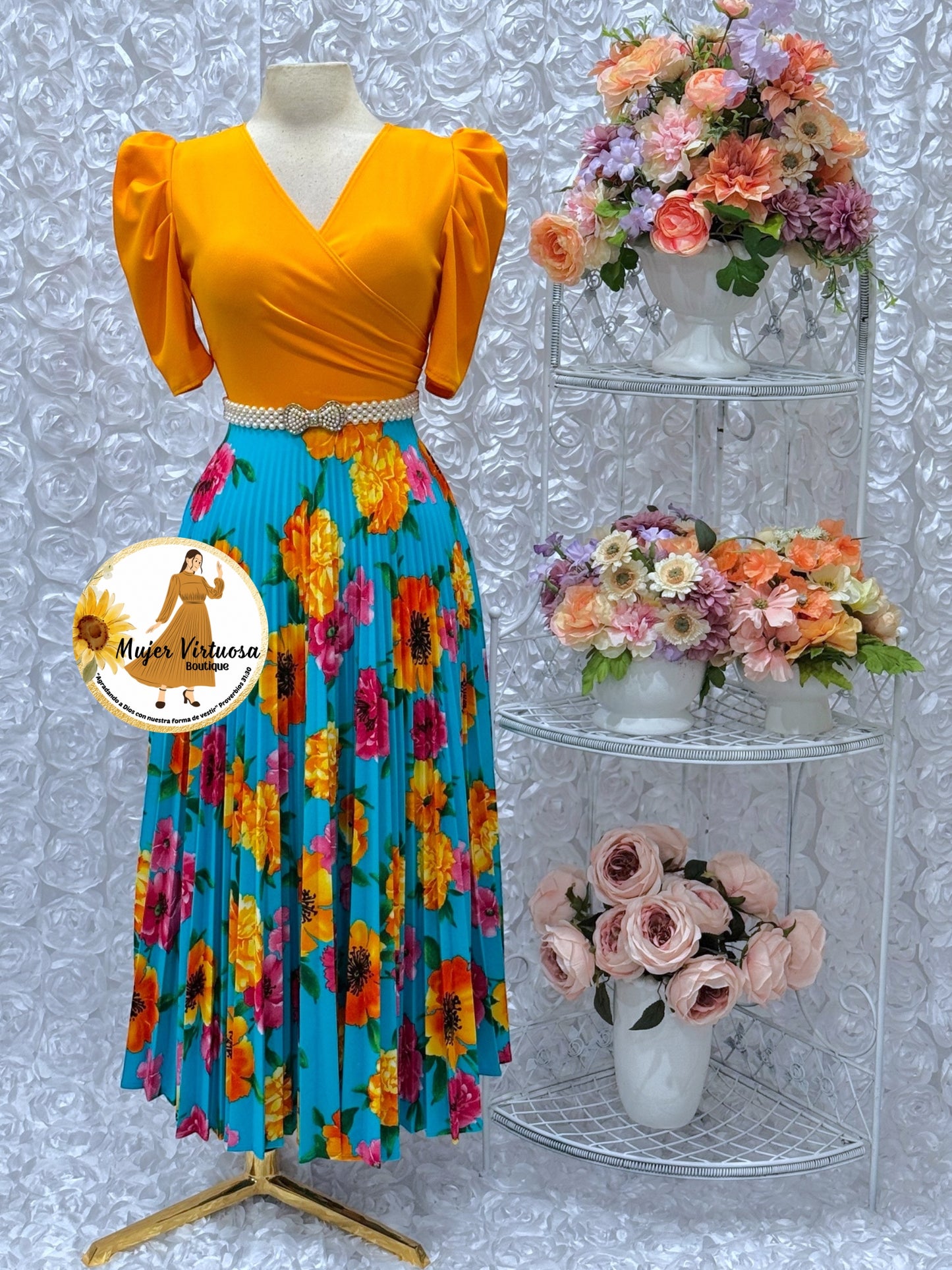 Jessica Mango/Aqua Floral Dress